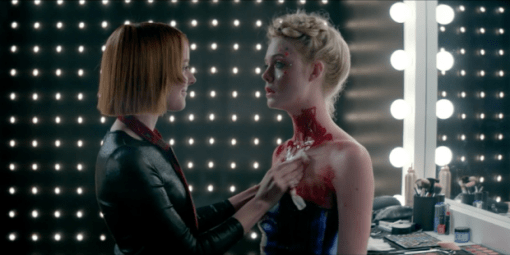 Jena Malone and Elle Fanning in The Neon Demon